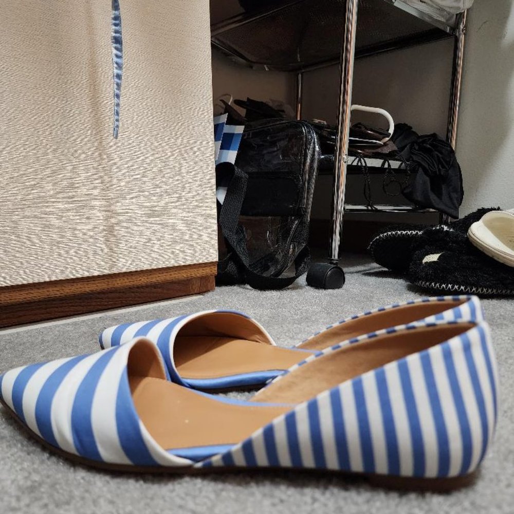 J Crew Stripe Zoe D’orsay Flats - Picture 2 of 8